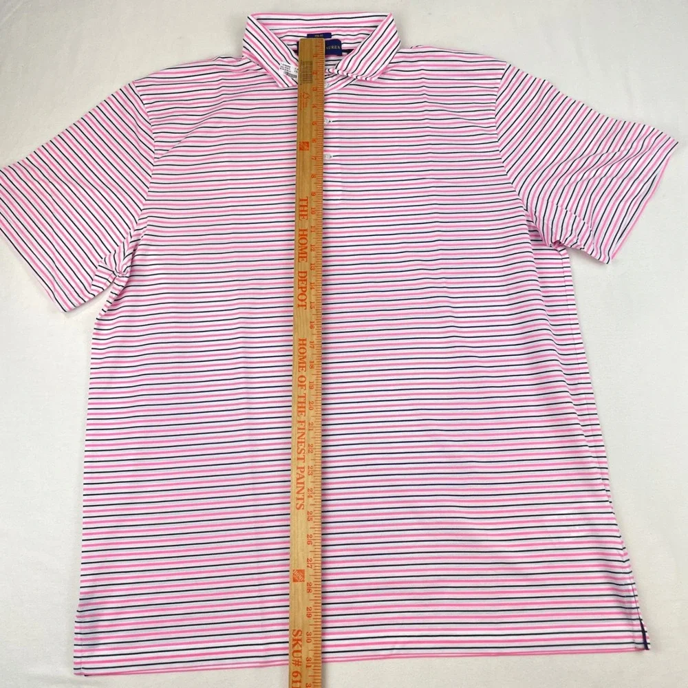 Ralph Lauren Pro Fit Mens XL Polo Shirt Pink Navy Blue Striped Short Sleeve NWOT